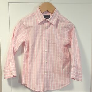 Crewcuts Light Pink Checkered Kids Button-Down Shirt Toddler Boys 3T Long Sleeve